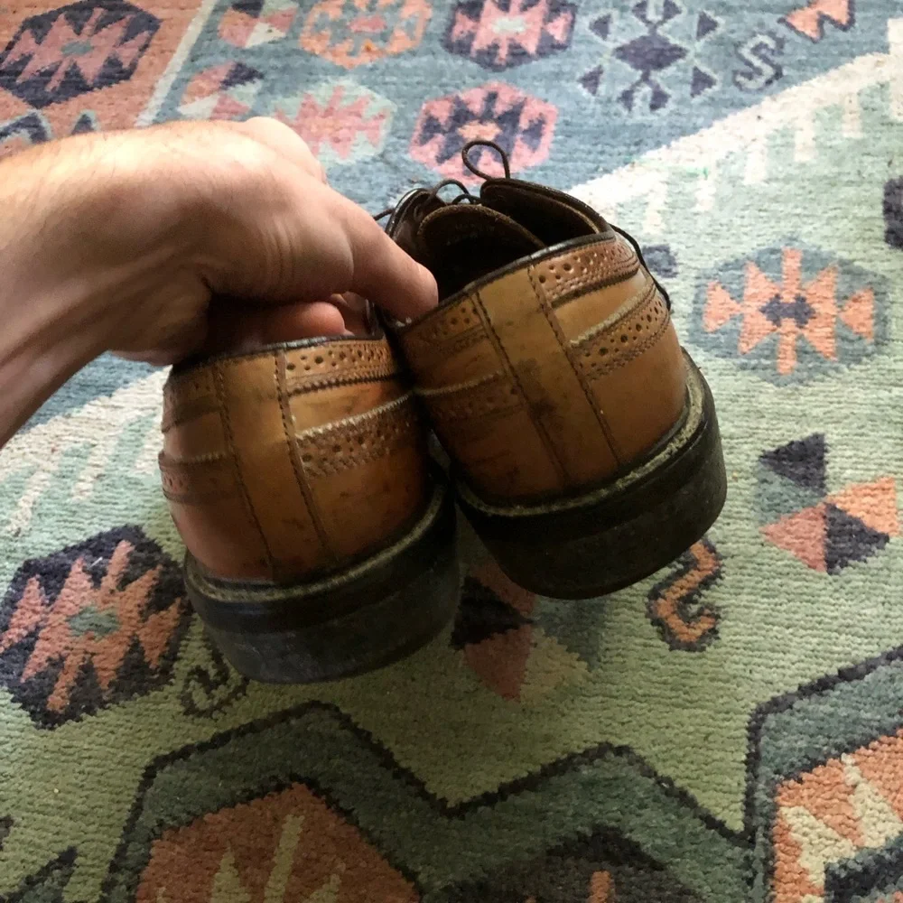 Vintage Wooden Soled Wingtip Shoes